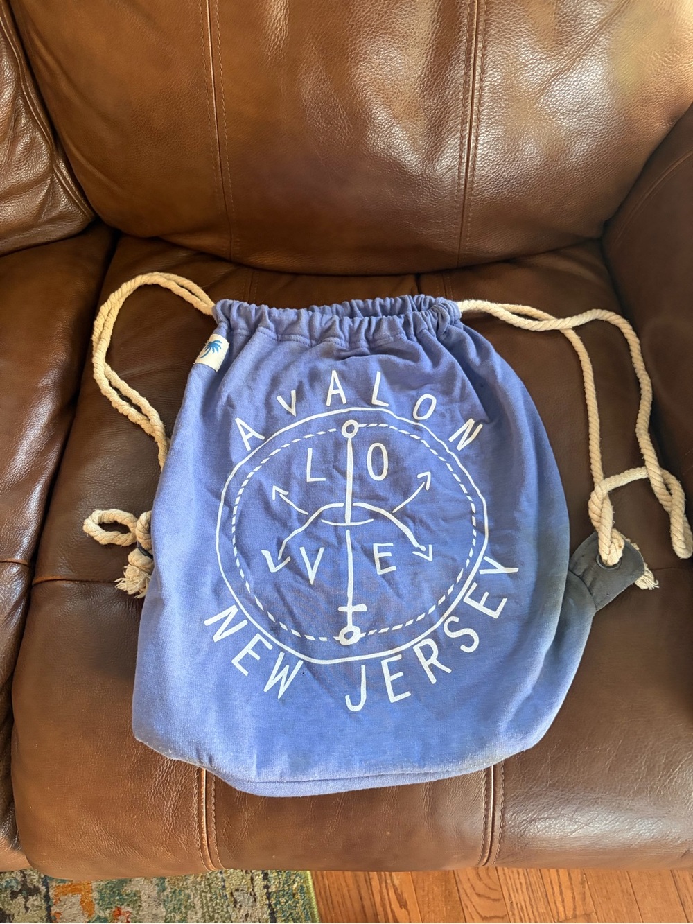 Blue Drawstring Backpack with Rope Straps